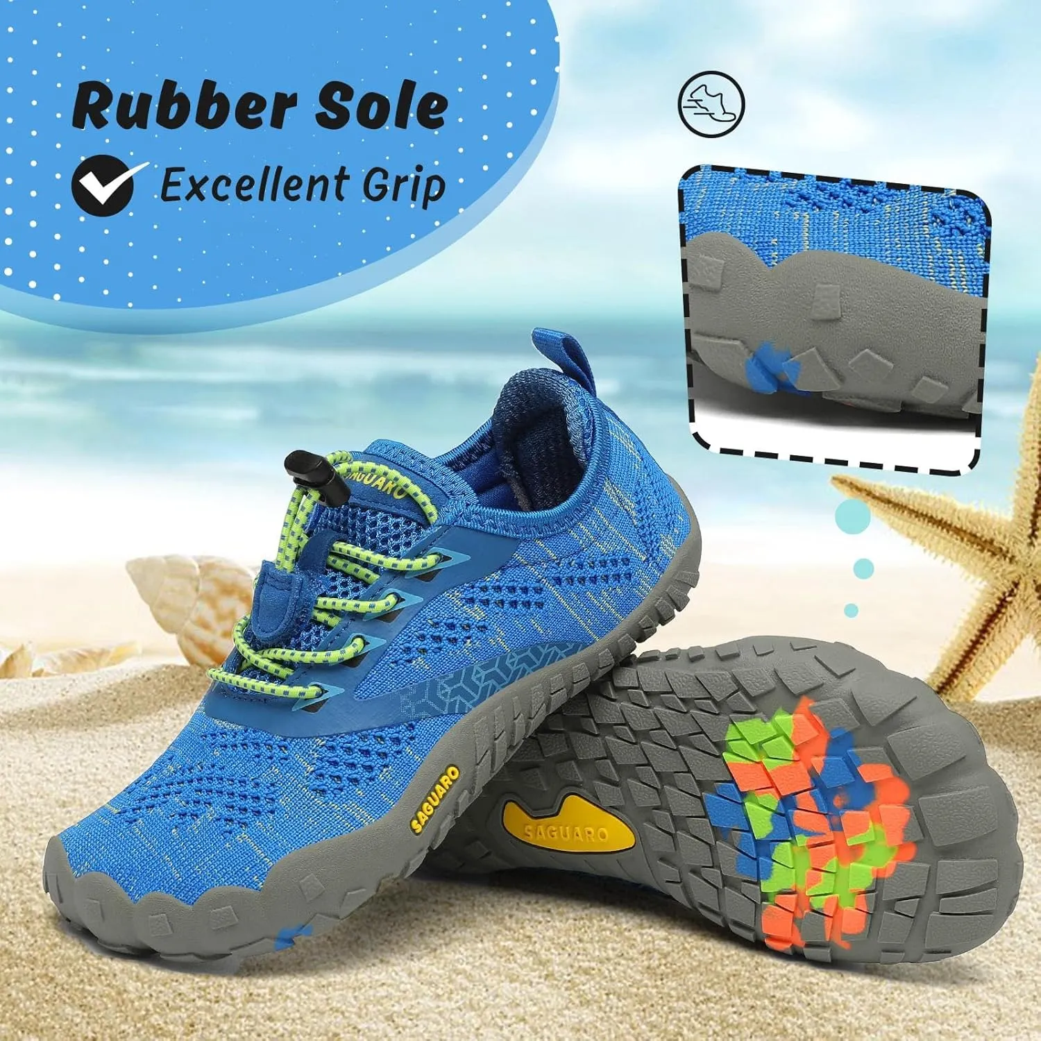 SAGUARO Kids' Barefoot Shoes Boys Girls Quick Dry Aqua Athletic Sneakers Lightweight Sport Footwear Toddler Water Shoes