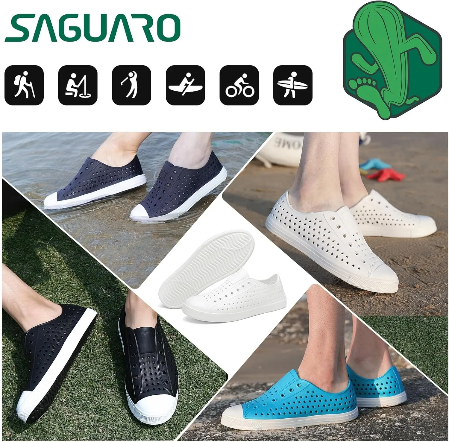 SAGUARO Mens Garden Shoes for Women Breathable Slip-On Gardening Clogs Quick Dry Non-Slip Water Shoe Outdoor Beach Sandals Aero XVII