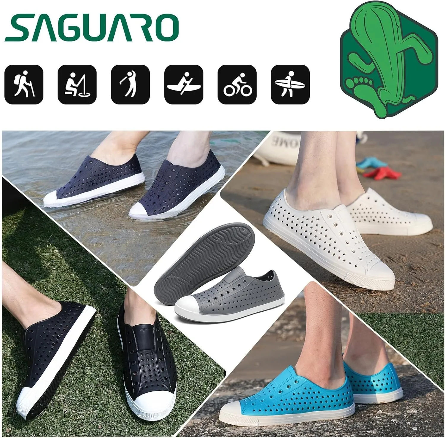 SAGUARO Mens Garden Shoes for Women Breathable Slip-On Gardening Clogs Quick Dry Non-Slip Water Shoe Outdoor Beach Sandals Aero XVII