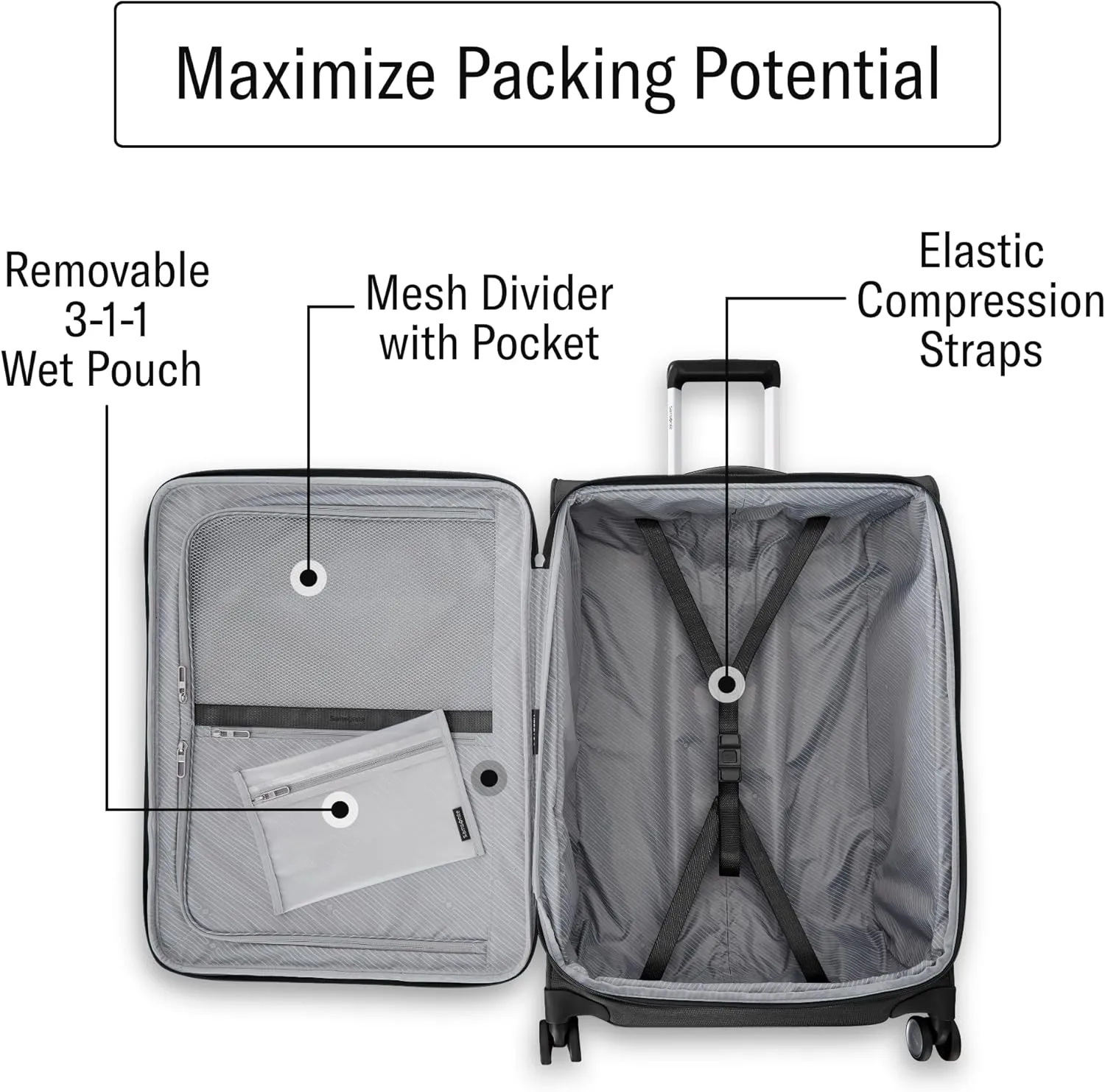 Samsonite UpLIFT 20" Lightweight Softside Carry-On Luggage with Spinner Wheels - Expandable - Airline-Approved, Polyester Soft Suitcase for Ultra Light Travel - Black