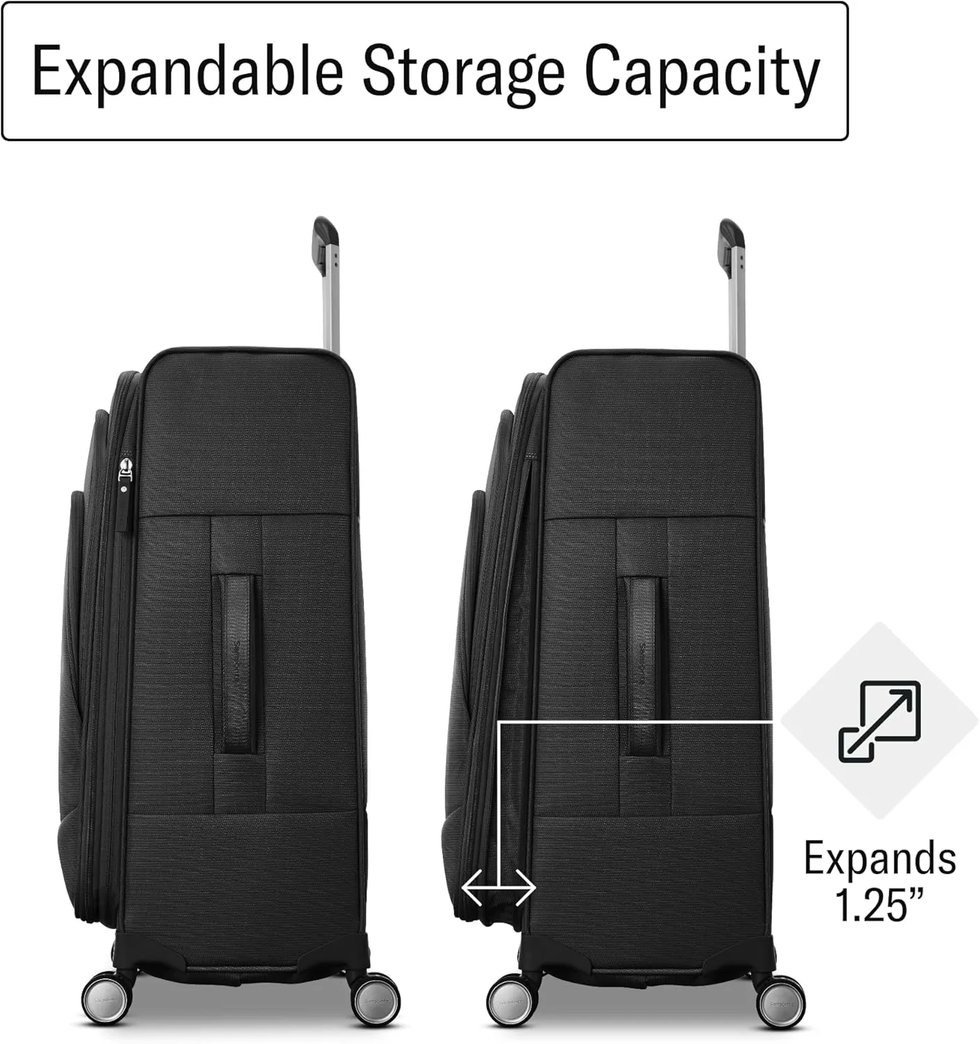 Samsonite UpLIFT 20" Lightweight Softside Carry-On Luggage with Spinner Wheels - Expandable - Airline-Approved, Polyester Soft Suitcase for Ultra Light Travel - Black
