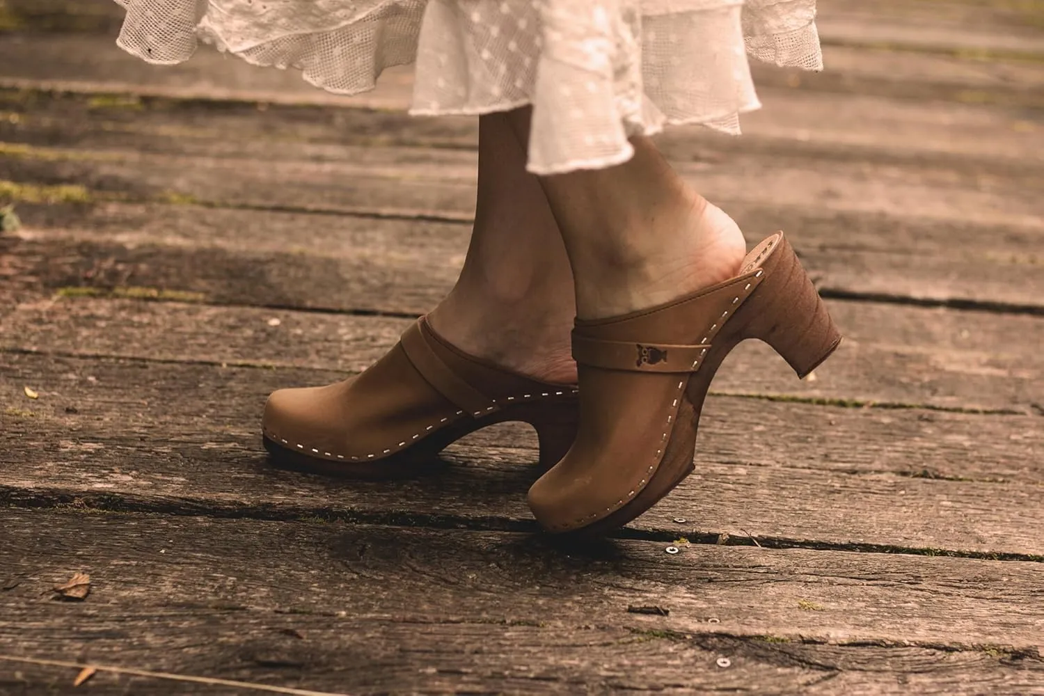Sandgrens Handmade Swedish Wood Clogs for Women, High Rise Mule | Maya