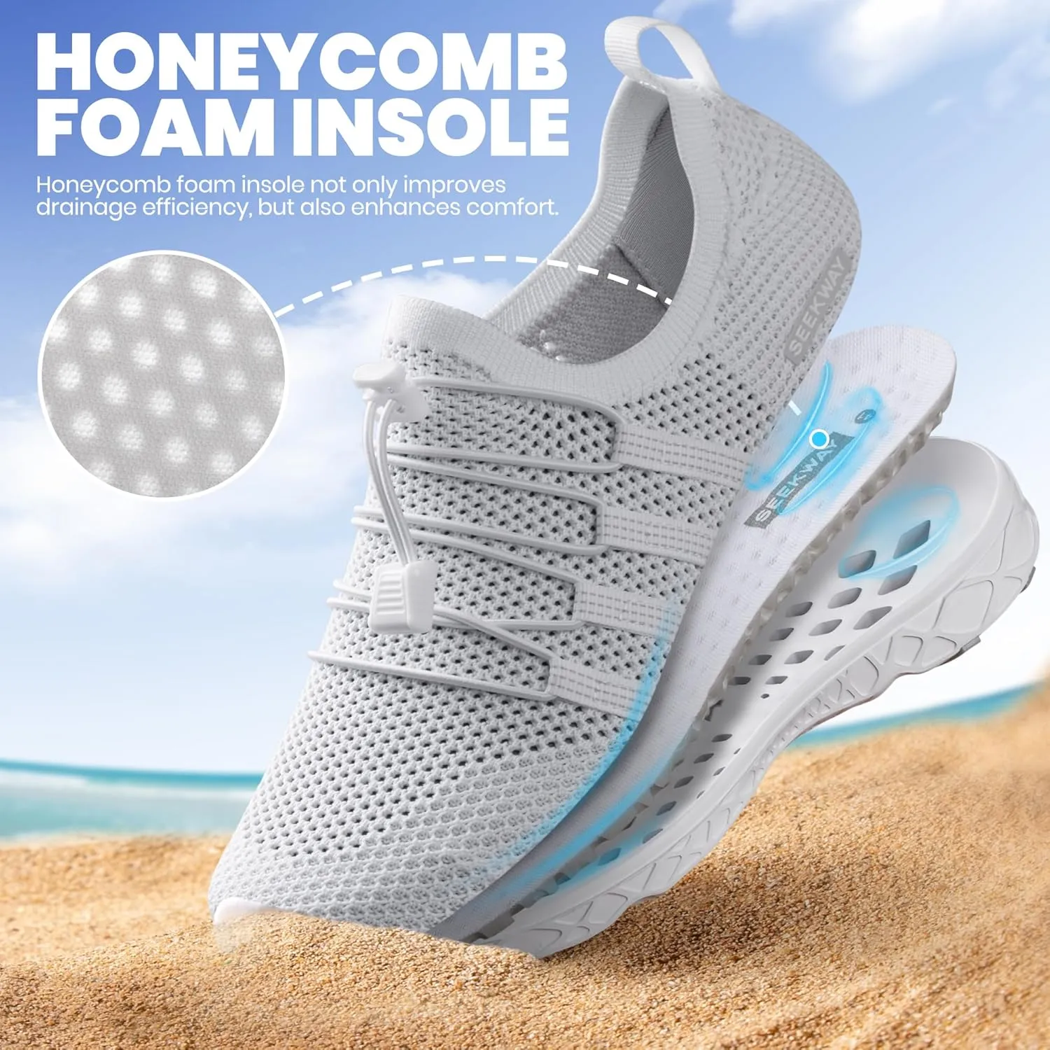 SEEKWAY Mens Womens Water Shoes Quick Dry Aqua Shoes Barefoot for Beach Surf Hiking Pool Water Sports