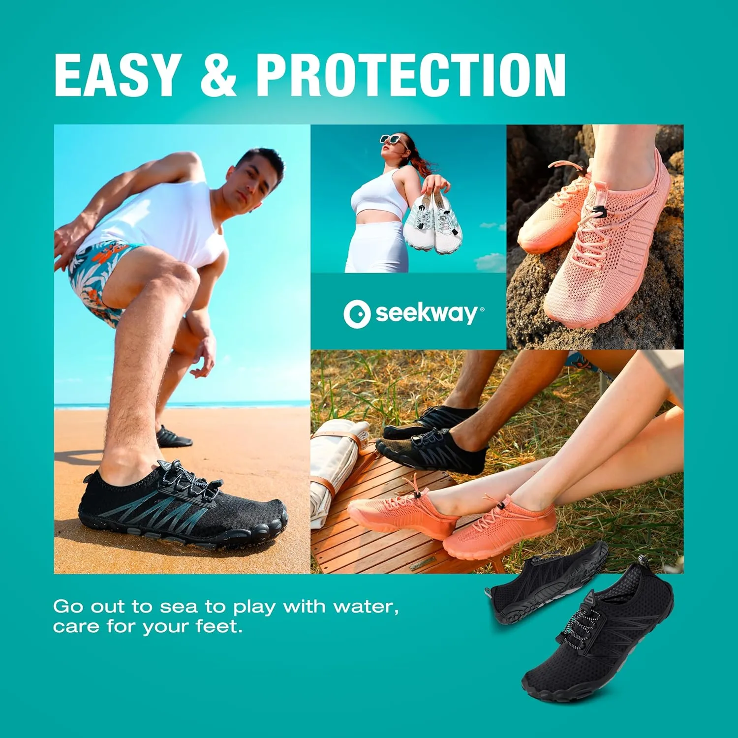 SEEKWAY Water Shoes Men Women Adult Quick-Dry Aqua Sock Barefoot for Beach Swim River Pool Lake Hiking Kayaking Surfing