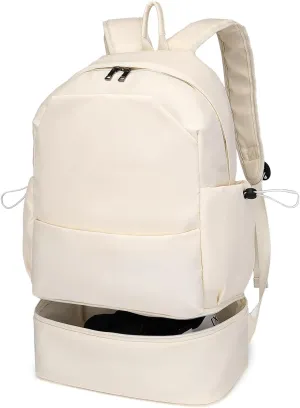 seyfocnia Gym Backpack for Women, Waterproof with Shoe Compartment, Lightweight Travel Sports Backpack, Casual Daypack - Beige