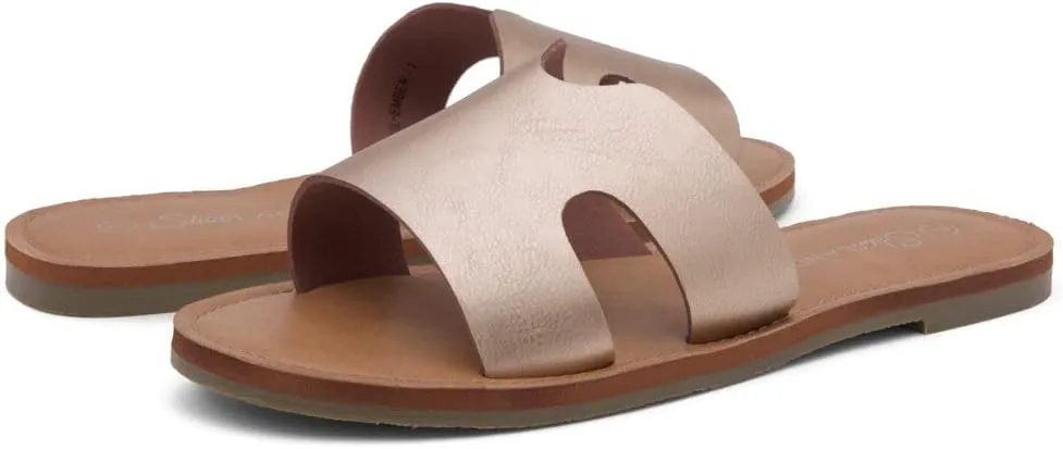 Shoe Land Women’s Flat Sandals – Comfortable Round Toe Casual Slides | Dressy Summer Mules with Cushioned Footbed | Travel, Beach & Everyday Slip-On Sandals 2025