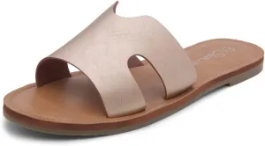 Shoe Land Women’s Flat Sandals – Comfortable Round Toe Casual Slides | Dressy Summer Mules with Cushioned Footbed | Travel, Beach & Everyday Slip-On Sandals 2025