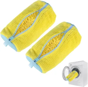 Shoe Washing Machine Bag,Laundry Shoe Bag For Washer And Dryer,Shoe Washing Bag for Washing Machine, Shoe Cleaning Bag For All Shoe Types Reusable Shoe Washing Bag(Yellow 2pcs)