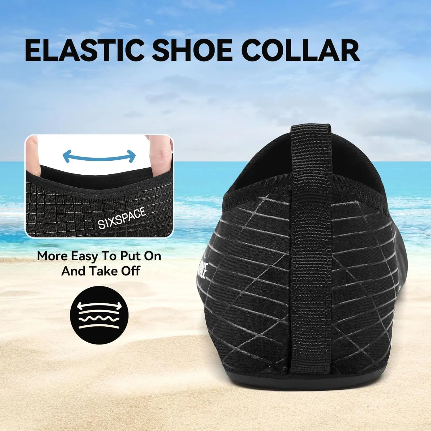 Sixspace Water Shoes for Women Men Aqua Socks Swim Shower Beach Barefoot Pool Quick-Dry Non Slip Lake Surf