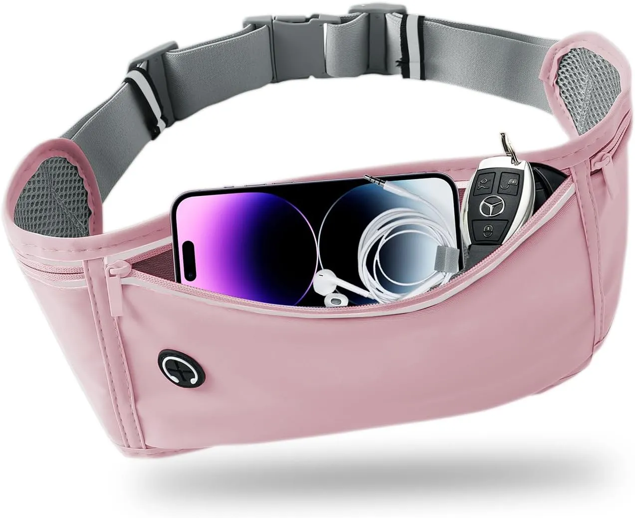 Slim Running Belt for Women Men,Runners Fanny Pack Phone Holder,Money Belt,Running Gear Accessories,with 3 Pockets.(Pink)