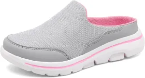 Slip On Mules & Clogs for Womens Mens Light Open Back Shoes Comfort Walking Shoes Breathable Slippers Closed Toe Slides A Light Grey Size: 9 Women/7.5 Men