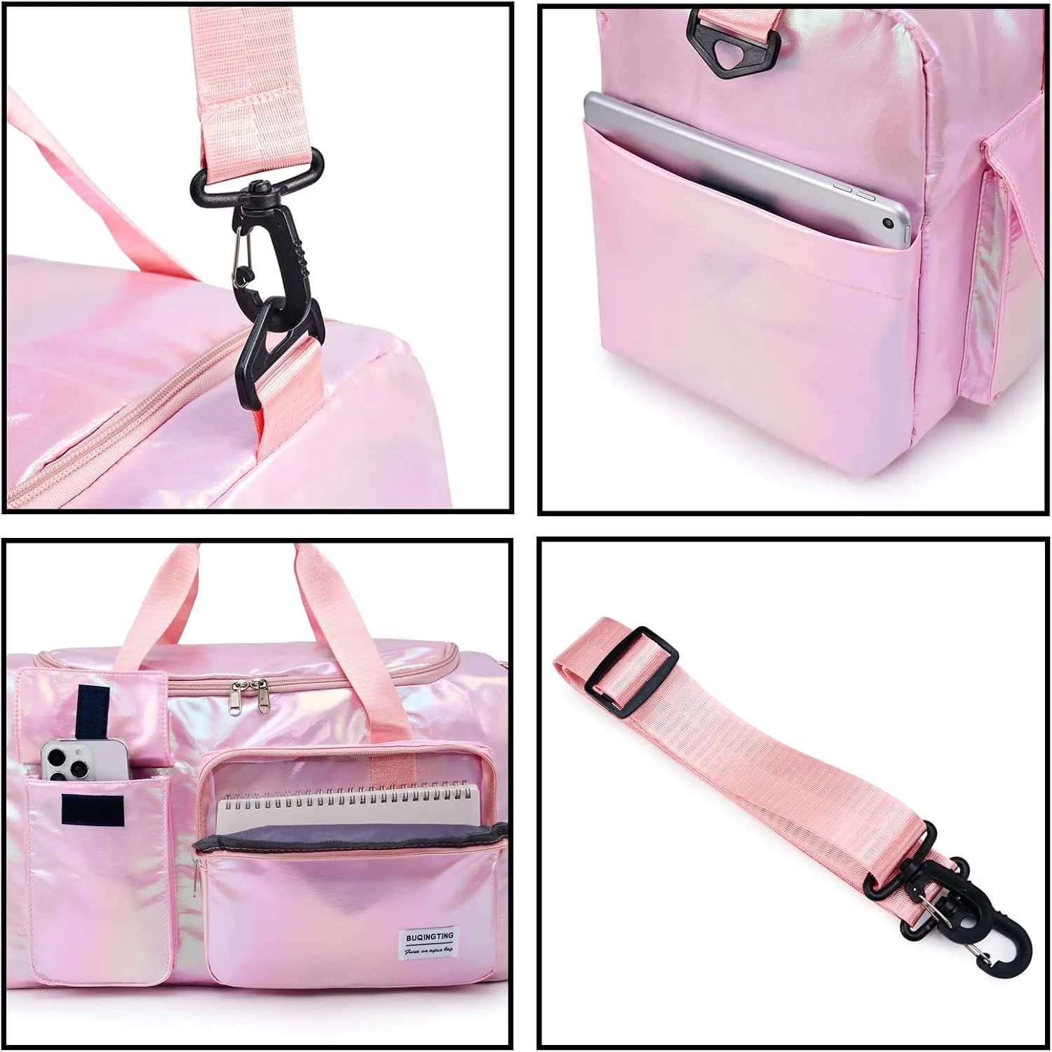 Small Gym Bag for Women, Travel Duffle Bag Carry On Weekender Bag with Shoe Compartment