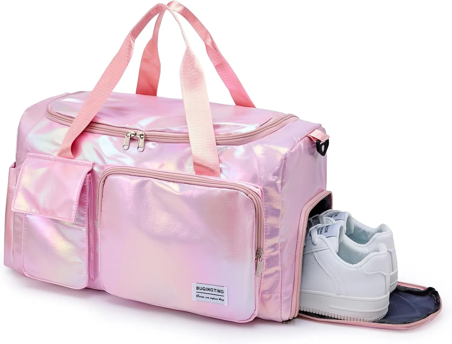 Small Gym Bag for Women, Travel Duffle Bag Carry On Weekender Bag with Shoe Compartment