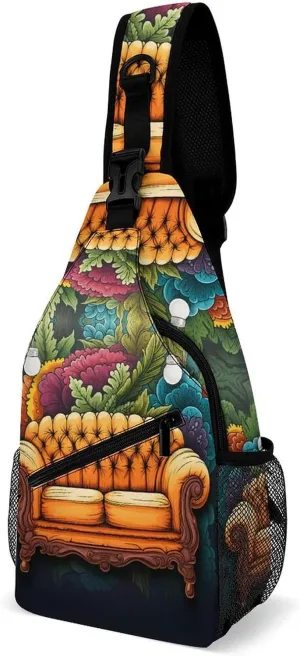 Small Sling Chest Bag Crossbody Bag for Men Women,Couch Lightweight Gym Daypack for Travel Cycling Hiking