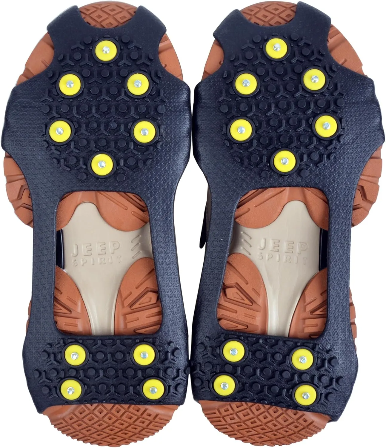 Snow Cleats for Shoes Boots Non Slip Overshoes for Walking on Snow and Ice Rubber Crampons with 10-Stud Ice Rubber Cleats Slip-on Stretch Footwear for Kid Women Men