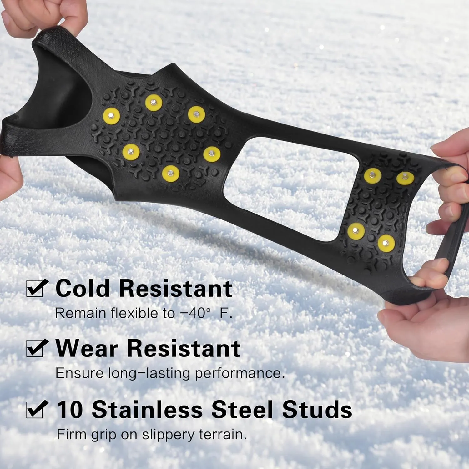Snow Cleats for Shoes Boots Non Slip Overshoes for Walking on Snow and Ice Rubber Crampons with 10-Stud Ice Rubber Cleats Slip-on Stretch Footwear for Kid Women Men