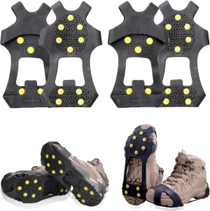 Snow Cleats for Shoes Boots Non Slip Overshoes for Walking on Snow and Ice Rubber Crampons with 10-Stud Ice Rubber Cleats Slip-on Stretch Footwear for Kid Women Men