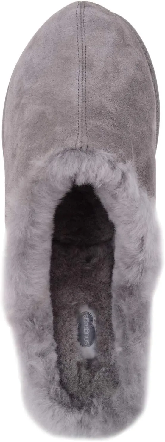 SNUGRUGS Men’s Newbury, Sheepskin Mule Rubber Sole Open Back Slippers