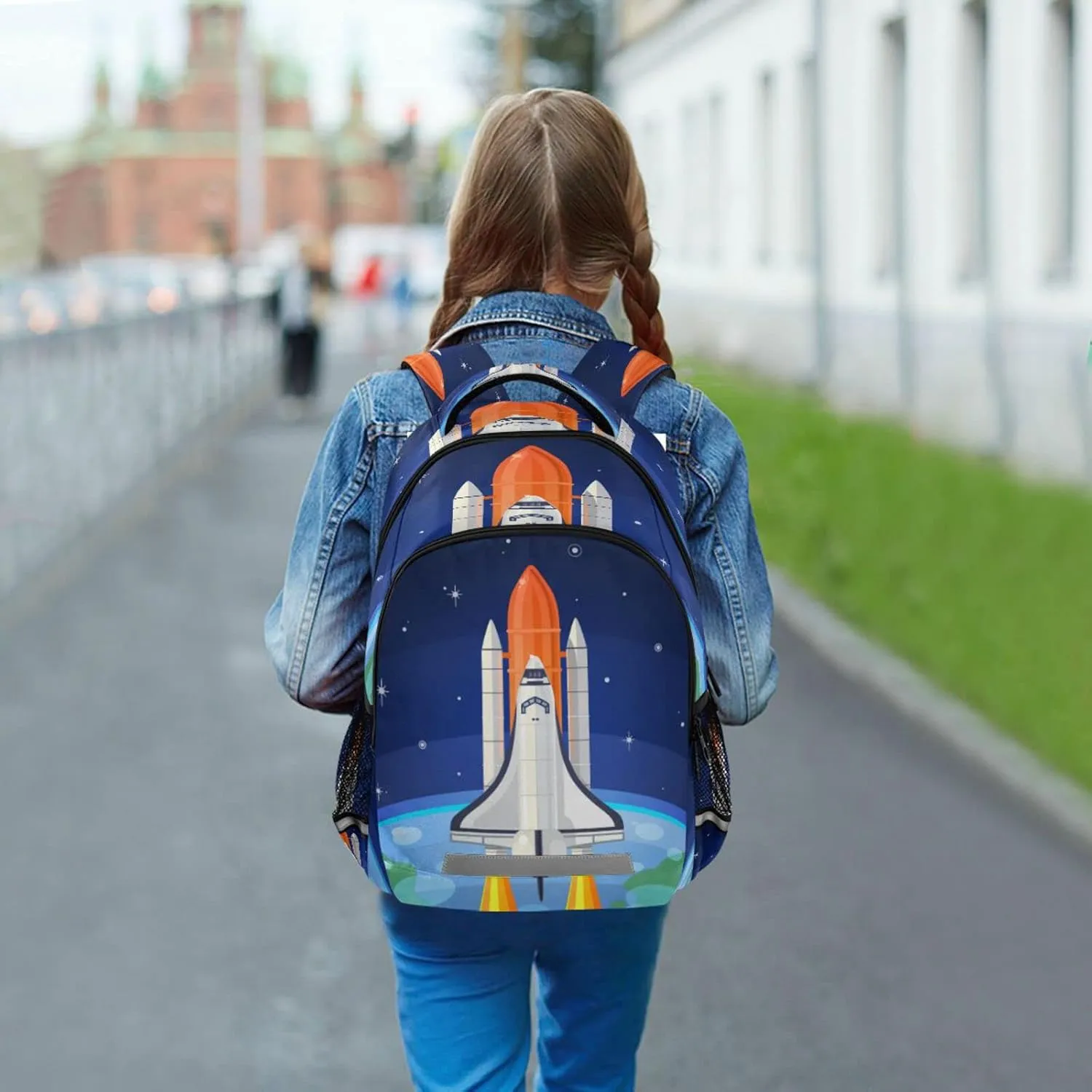 Space Rocket Launch Backpack for Girls Kids Boys School Bookbags, Student Laptop Backpack Carrying Bag Casual Lightweight Travel Sports Day Packs