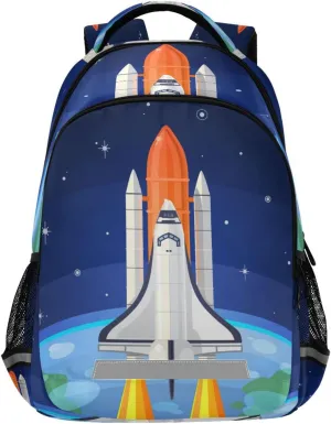 Space Rocket Launch Backpack for Girls Kids Boys School Bookbags, Student Laptop Backpack Carrying Bag Casual Lightweight Travel Sports Day Packs