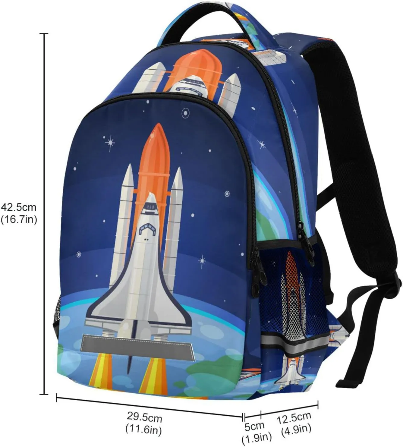 Space Rocket Launch Backpack for Girls Kids Boys School Bookbags, Student Laptop Backpack Carrying Bag Casual Lightweight Travel Sports Day Packs