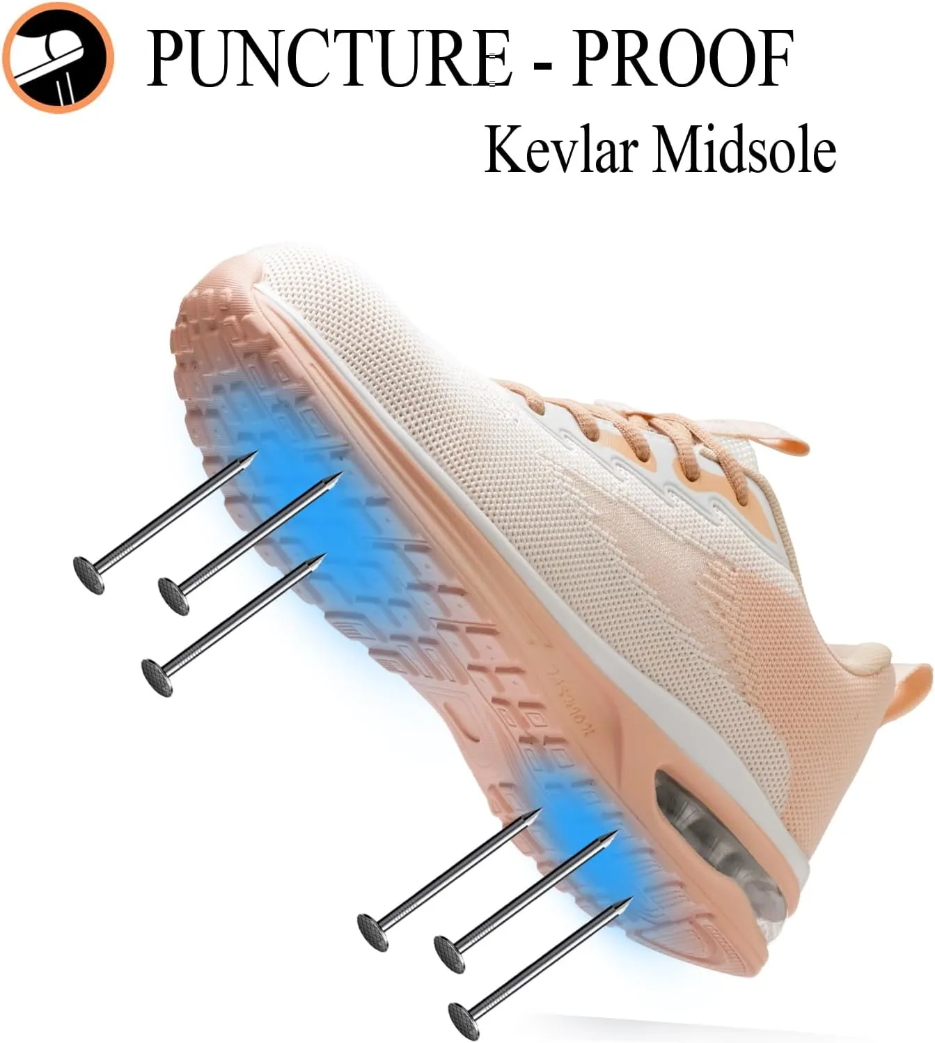 Steel Toe Shoes for Women Lightweight Breathable Safety Work Sneakers Non Slip Puncture Proof Utility Slip On Footwear for Industrial Construction