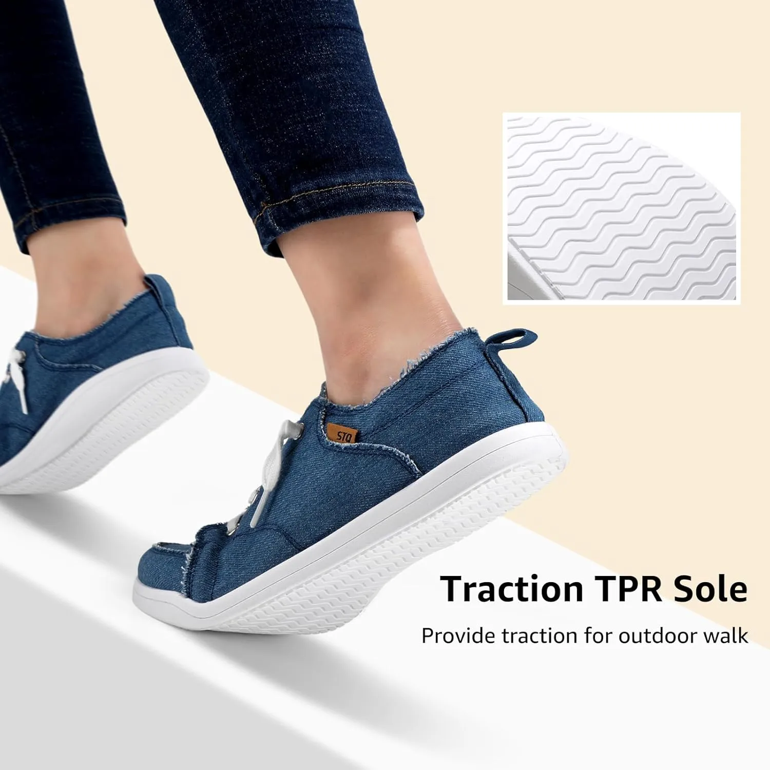 STQ Slip on Sneakers for Women Casual Canvas Shoes Machine Washable