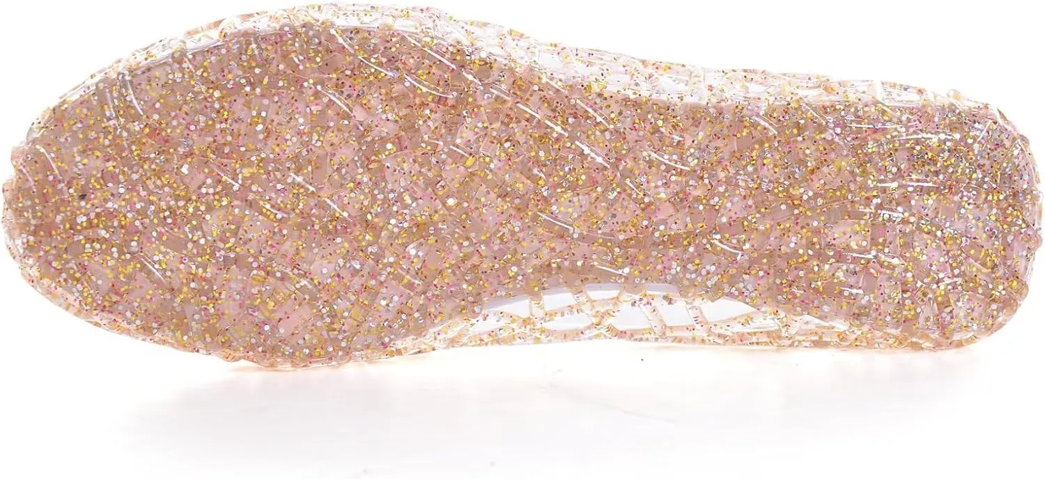 Stunner Women's Beach Jelly Shoes Slip On Crystal Summer Soft Hollow Ballet Flats