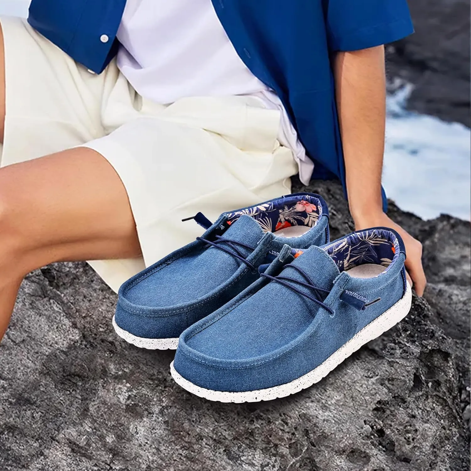 suroad Men's Loafers Slip on Shoes for Men Casual Canvas Shoes Comfortable & Light-Weight