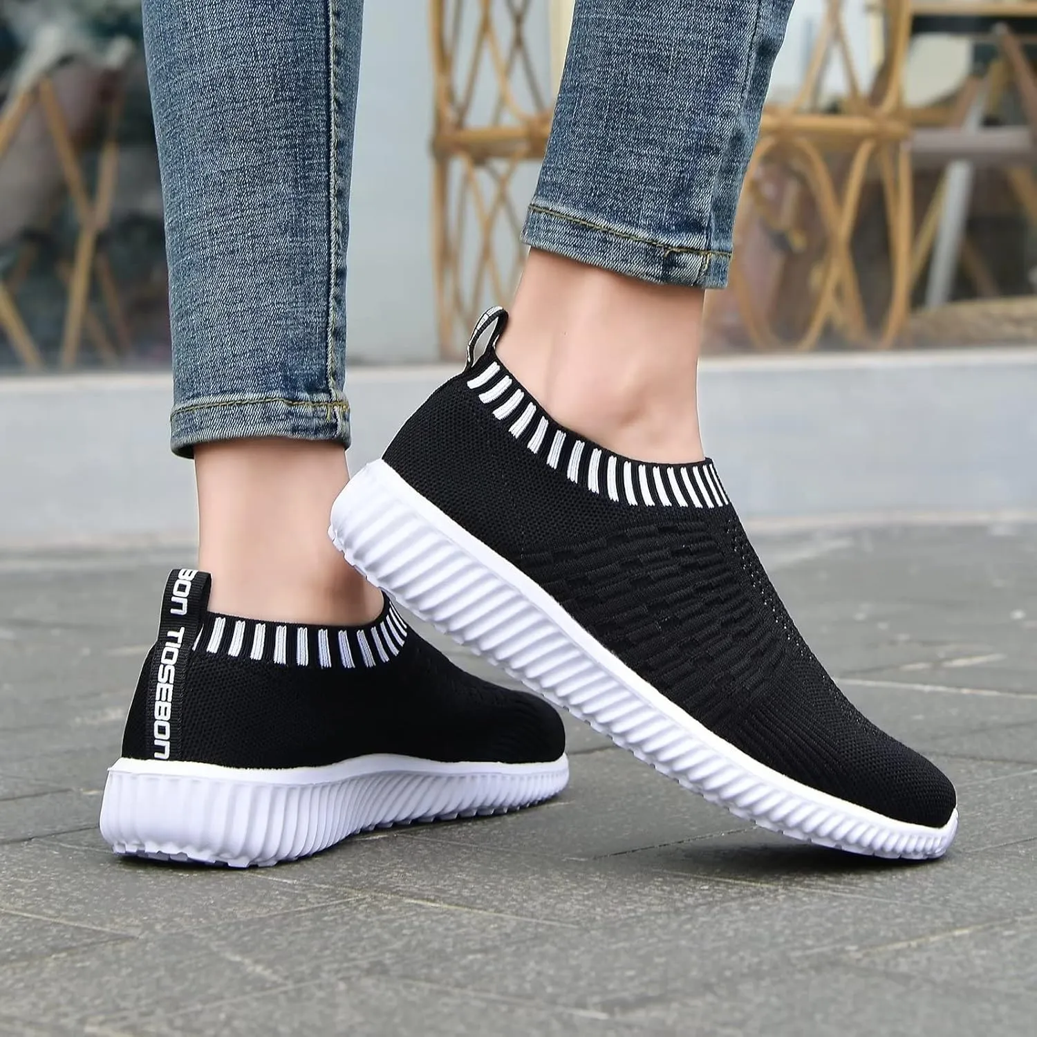 TIOSEBON Women's Athletic Walking Shoes Slip On Casual Mesh-Comfortable Tennis Workout Sneakers