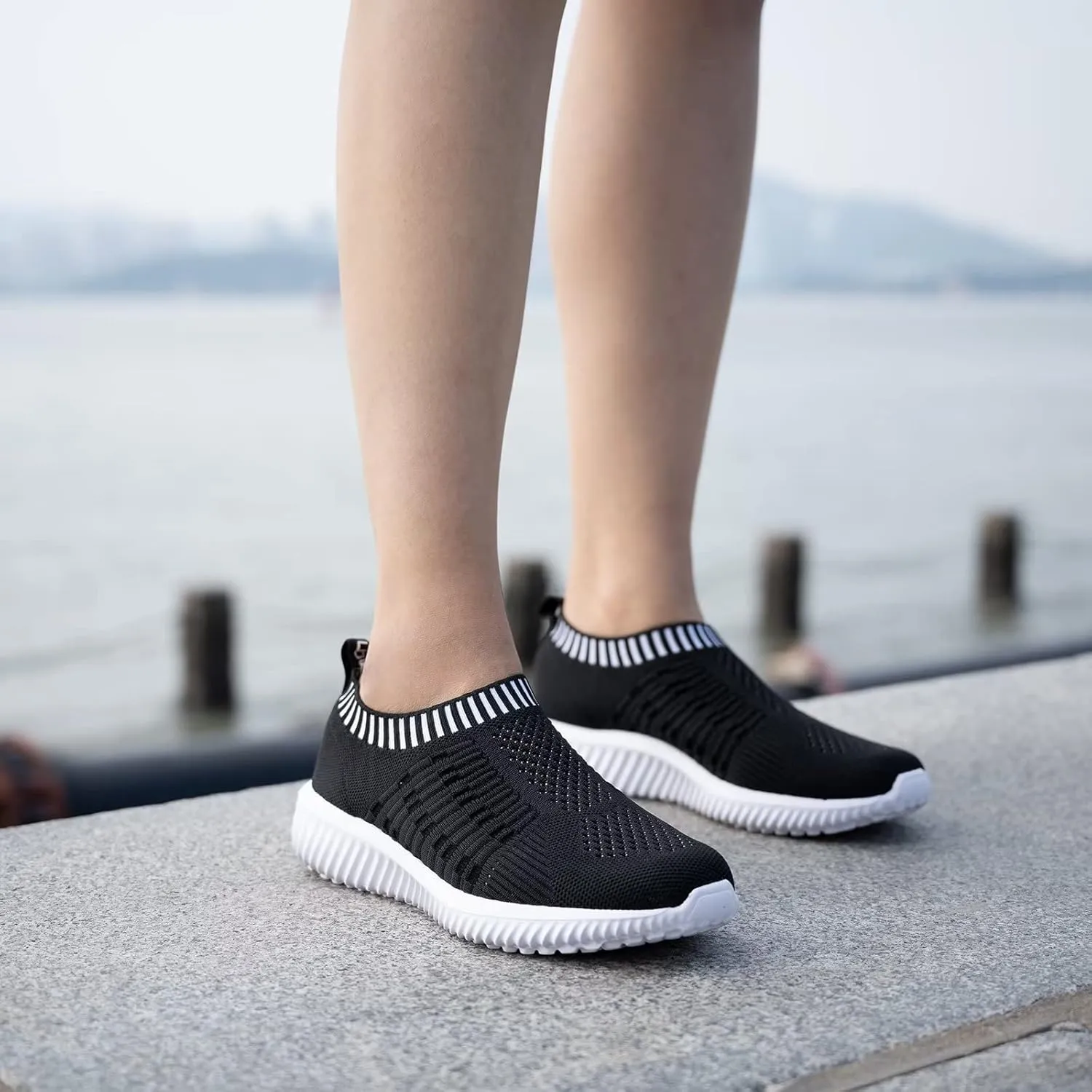 TIOSEBON Women's Athletic Walking Shoes Slip On Casual Mesh-Comfortable Tennis Workout Sneakers