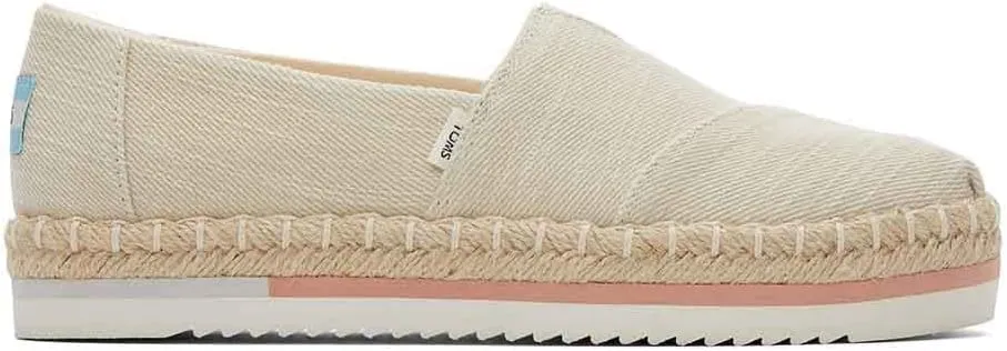 TOMS Womens Alpargata Platform Rope Slip On Flats Casual - Beige