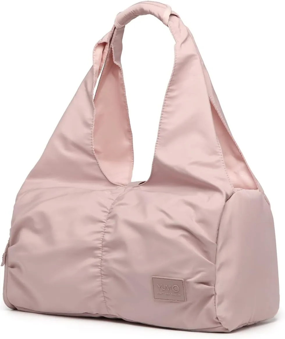 Travel Yoga Gym Bag for Women, Carrying Workout Gear, Makeup, and Accessories, Shoe Compartment and Wet Dry Storage Pockets（Medium，Rose Smoke）