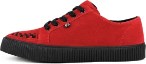 T.U.K. Suede Creeper Sneaker for Women and Men | Lace Up Shoes, Black Interlace, and Eyelets | Classic Ridged Sole and Mesh Lining | Memory Foam Comfort for Everyday Wear | Red, US Women 12 / Men 10