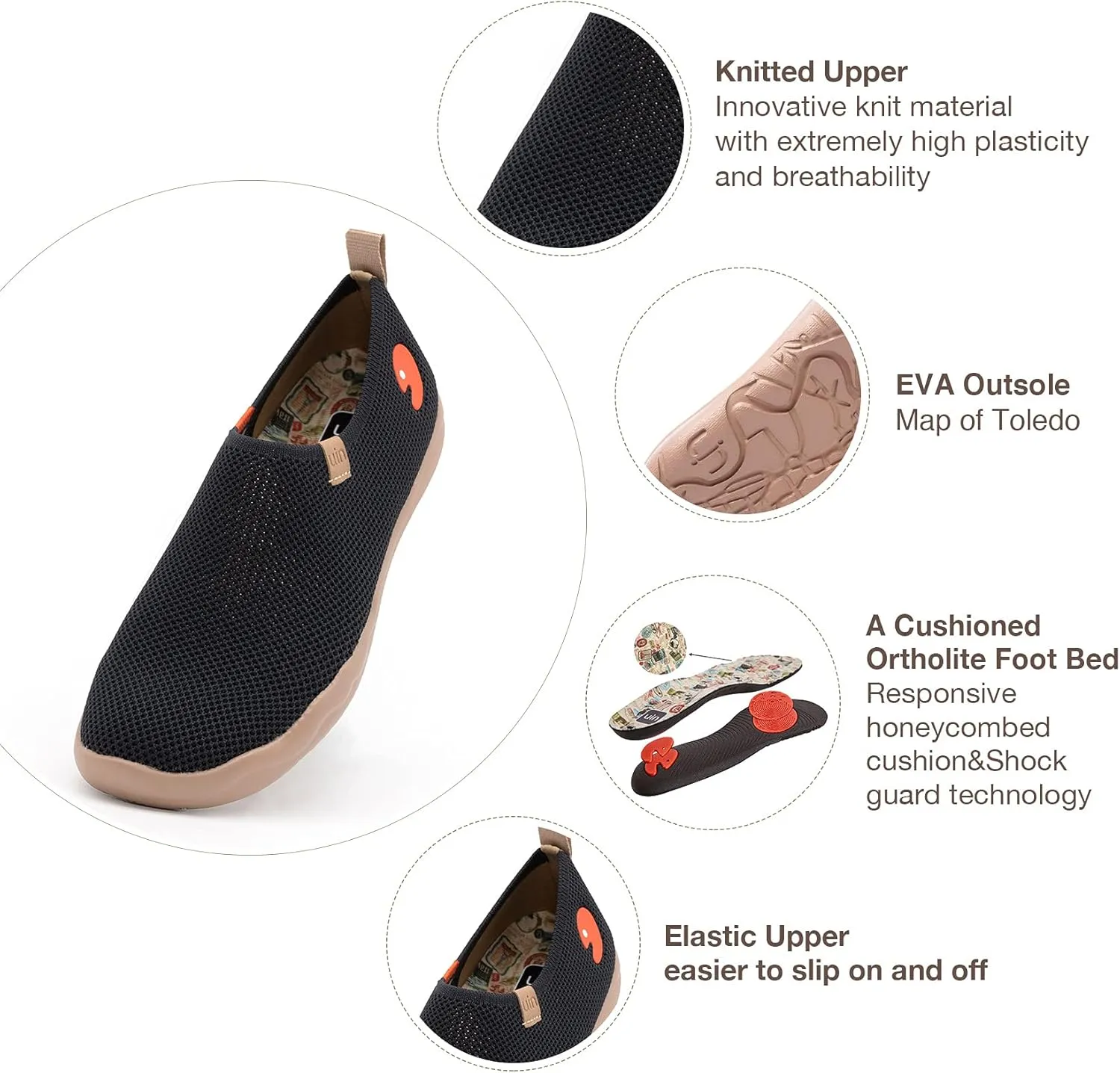 UIN Women's Slip Ons Lightweight Flats Sneakers Walking Casual Loafers Solid Color Travel Shoes
