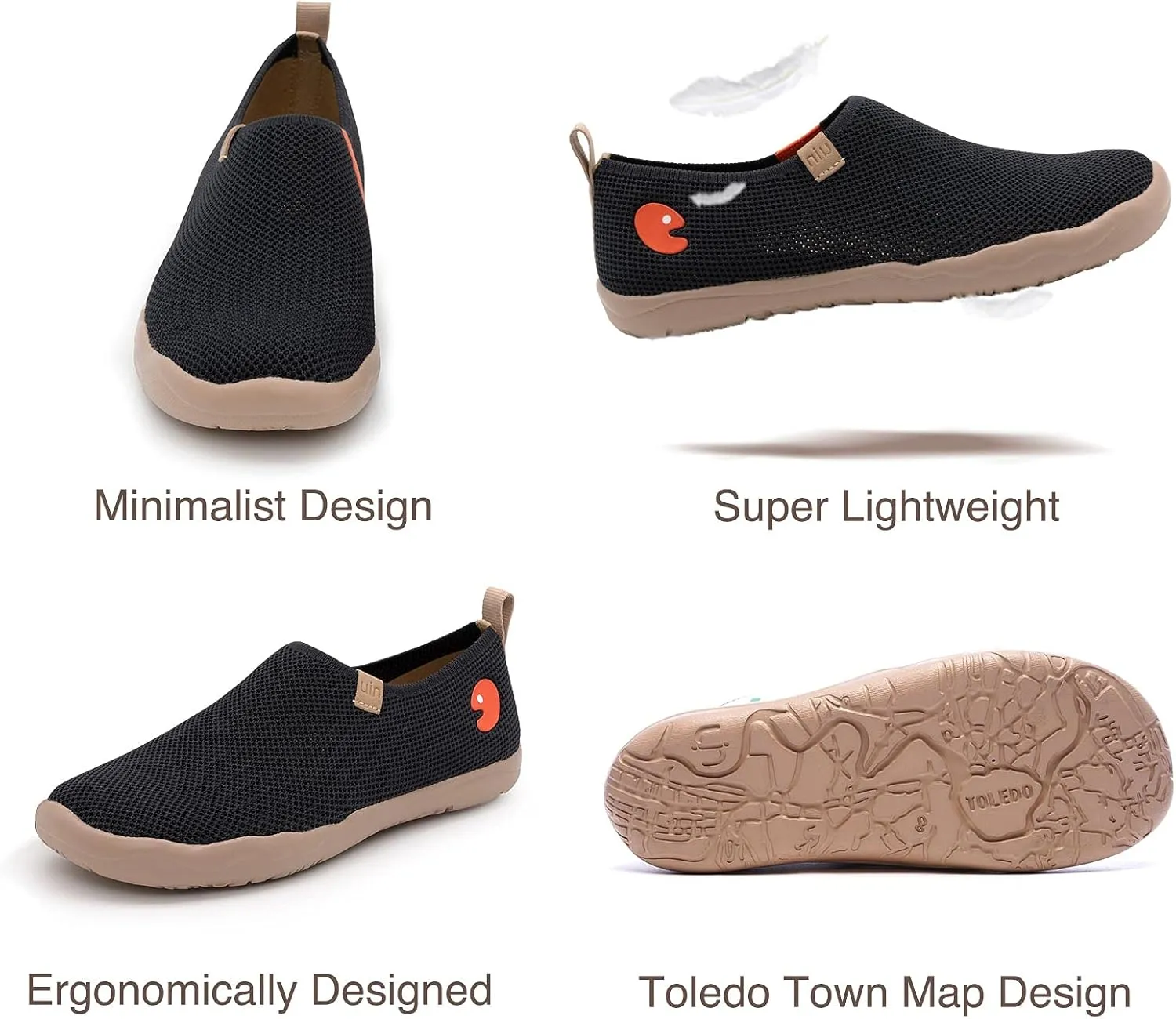 UIN Women's Slip Ons Lightweight Flats Sneakers Walking Casual Loafers Solid Color Travel Shoes