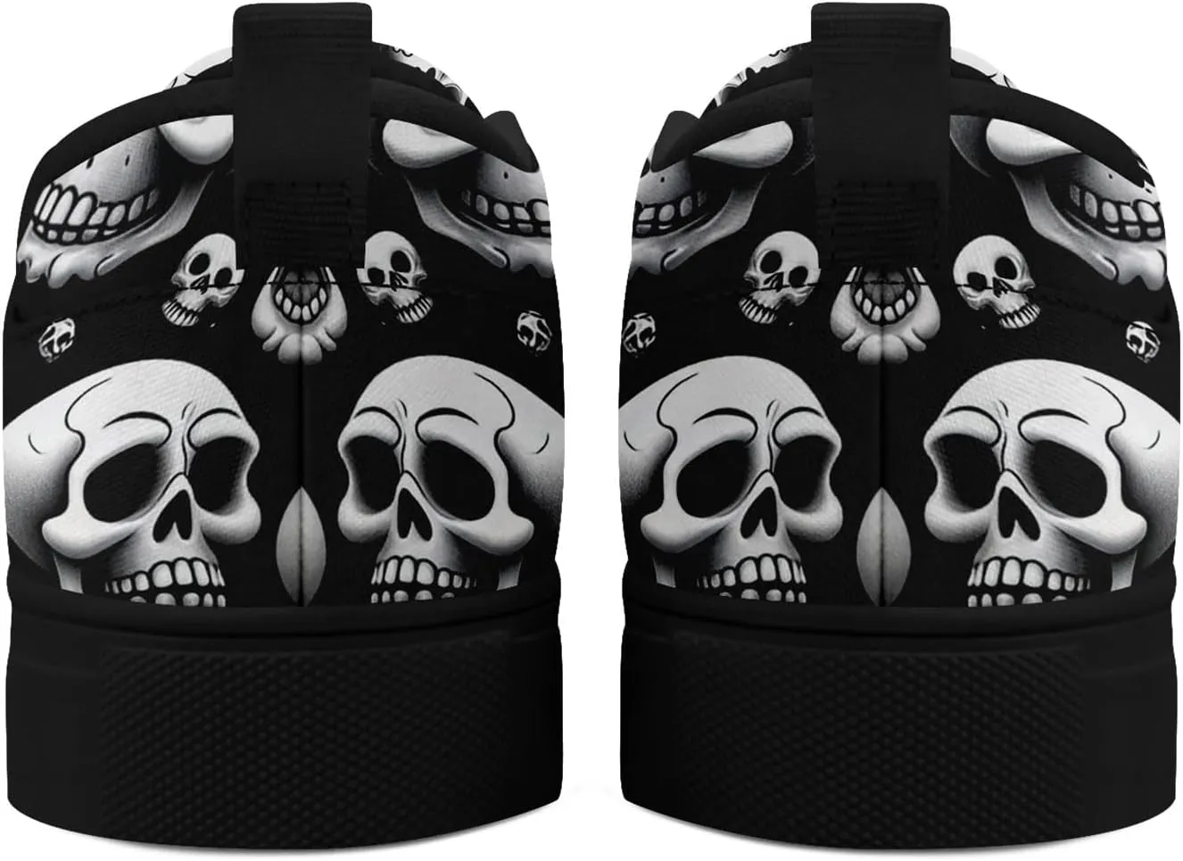 Unisex Skull Slip on Shoes Canvas Sneakers Low Top Casual Shoes Comfortable Non Slip Loafers