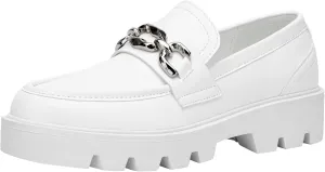 Vepose Women's 8081 Platform Casual Loafers, Black Round Toe Slip On Loafers Shoes