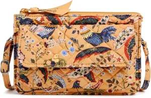 Vera Bradley Women's Cotton Wallet Crossbody Purse with RFID Protection, French Hens, One Size