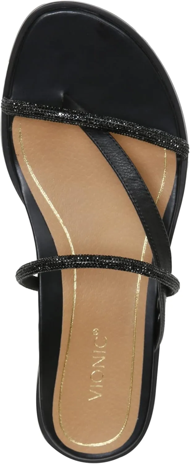 Vionic Women's Citrine Prism Flat Comfort Sandal- Supportive Slide Walking Sandals That Includes an Orthotic Insole and Cushioned Outsole for Arch Support, Medium and Wide Widths