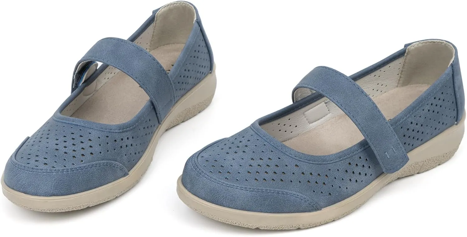 VJH confort Mary Jane Flats Orthopedic Shoes Women's,Breathable Slip-On Light Weight Comfort Orthotic Casual Walking Shoes