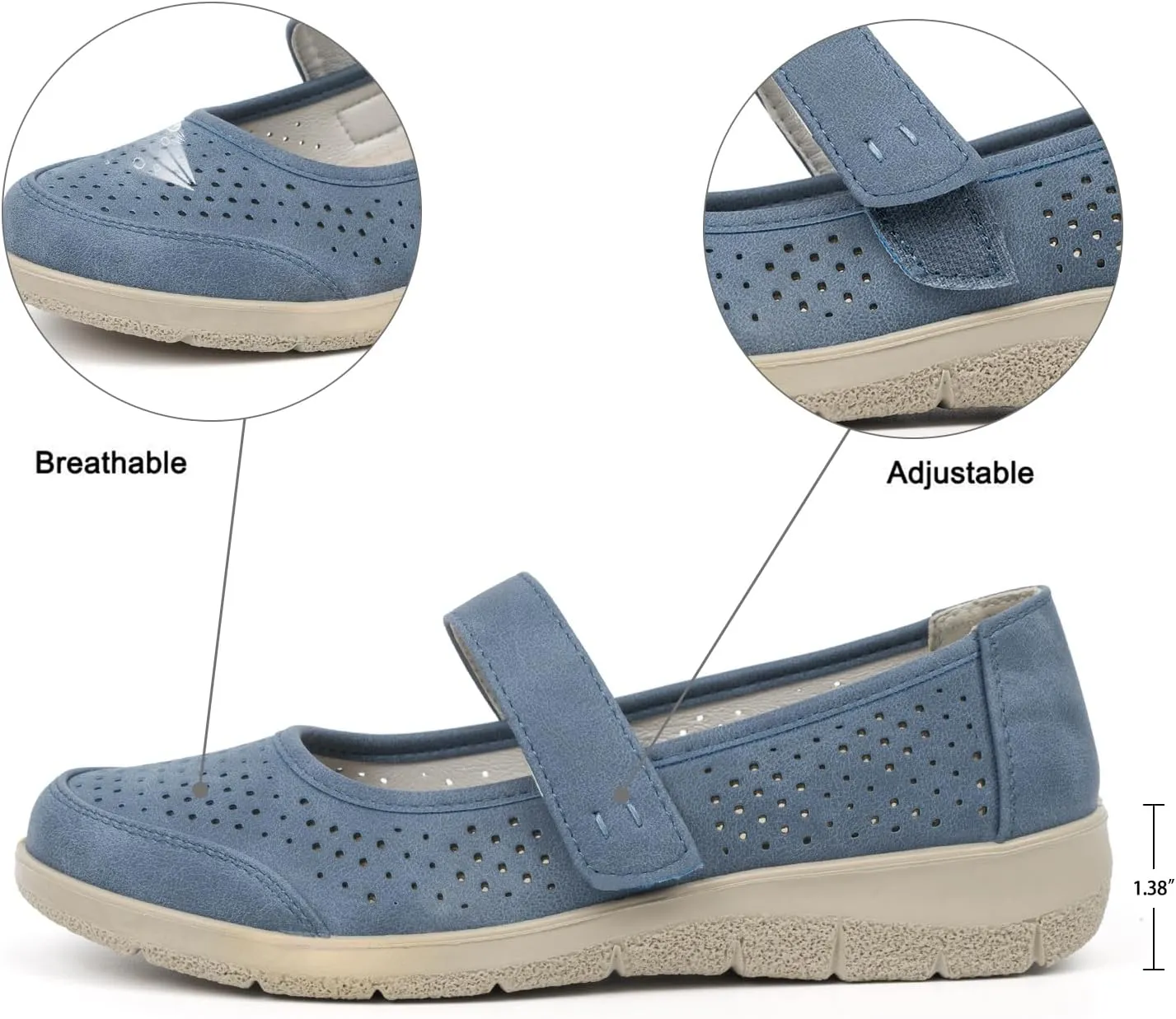 VJH confort Mary Jane Flats Orthopedic Shoes Women's,Breathable Slip-On Light Weight Comfort Orthotic Casual Walking Shoes