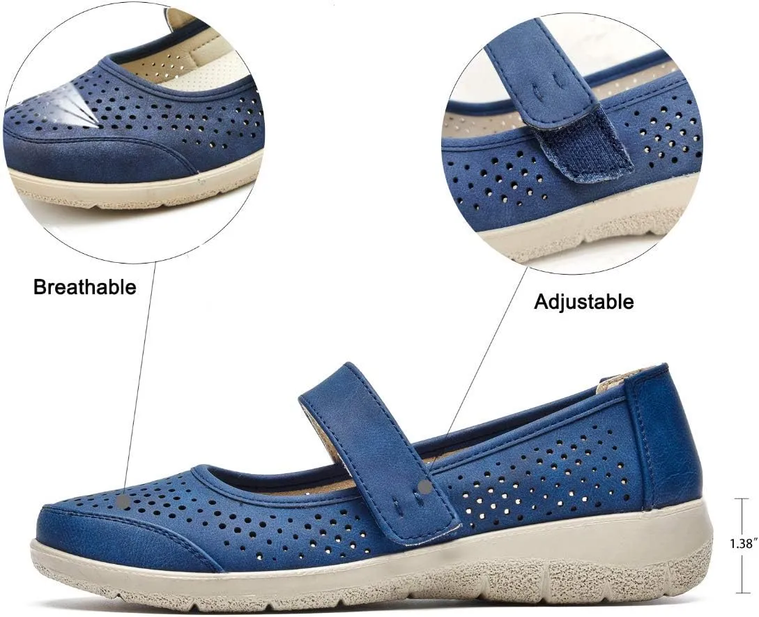 VJH confort Mary Jane Flats Orthopedic Shoes Women's,Breathable Slip-On Light Weight Comfort Orthotic Casual Walking Shoes