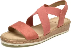 VJH confort Women's Flat sandals, Comfort Slip-on Elastic ankle strap Slingback Light Weight Casual Walking Sandals