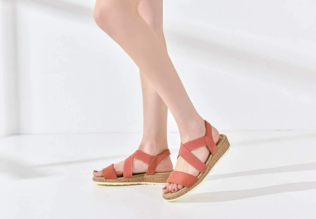 VJH confort Women's Flat sandals, Comfort Slip-on Elastic ankle strap Slingback Light Weight Casual Walking Sandals