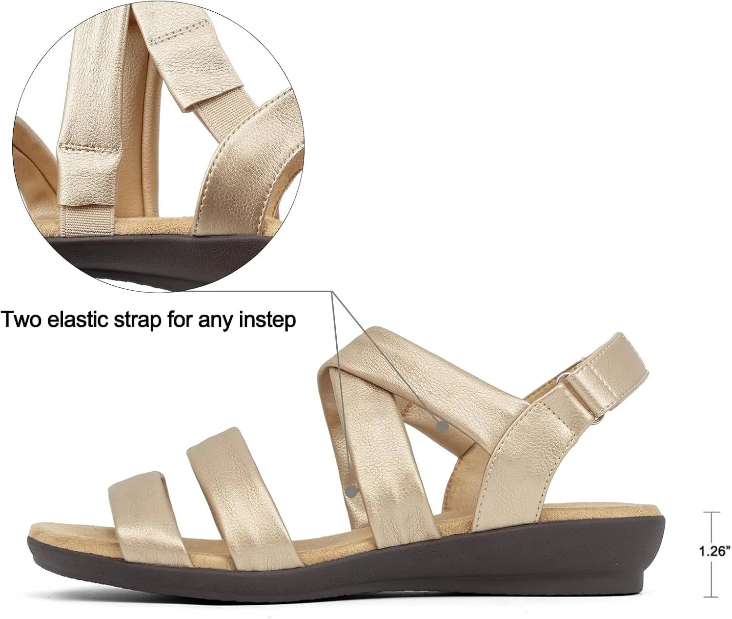 VJH confort Women’s Flat Sandals, Soft Straps Slip-on Open Toe Light Weight Elastic Slingback Comfort Casual Walking Sandals