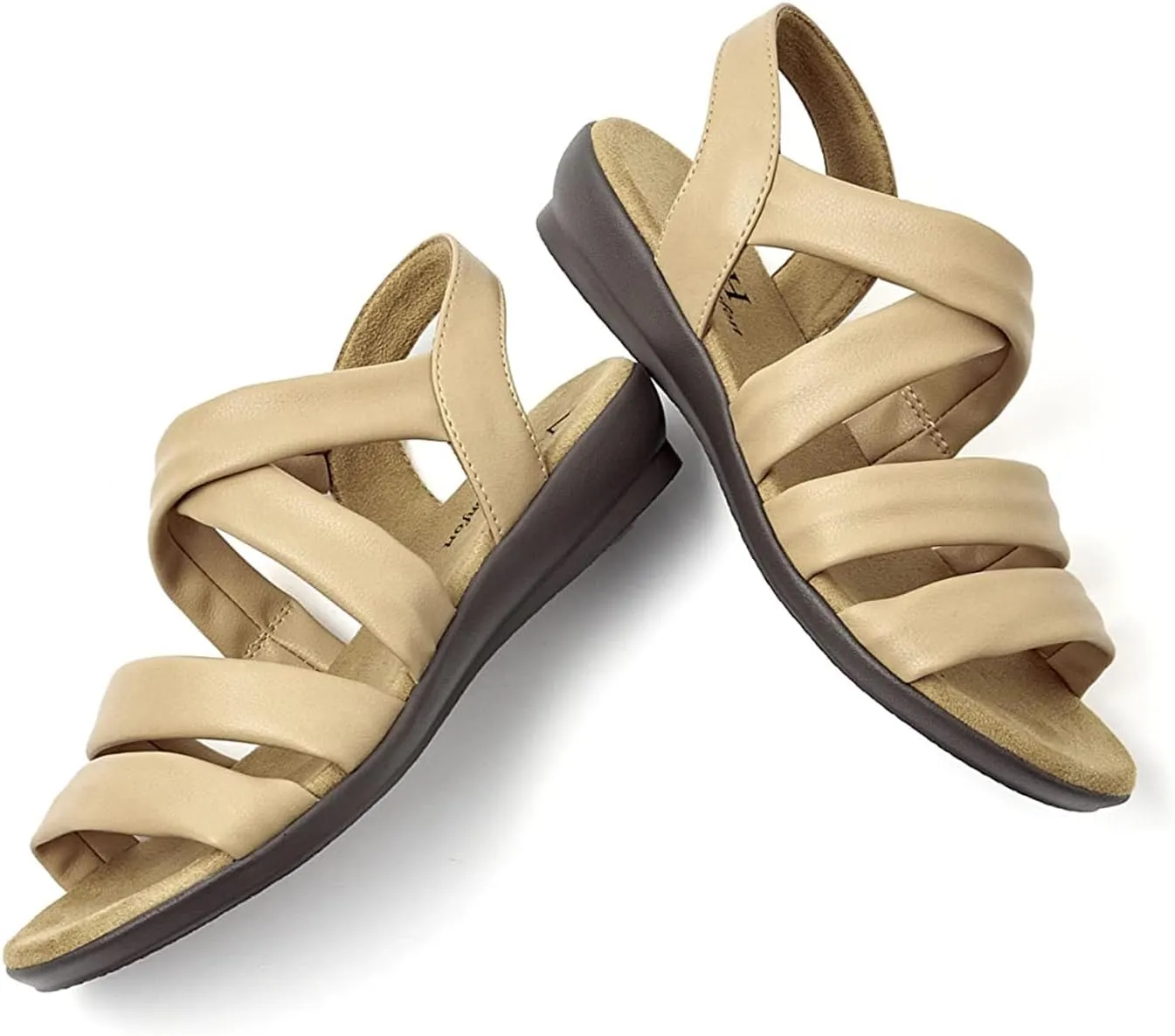 VJH confort Women’s Flat Sandals, Soft Straps Slip-on Open Toe Light Weight Elastic Slingback Comfort Casual Walking Sandals