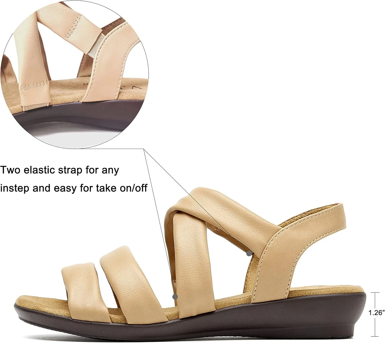 VJH confort Women’s Flat Sandals, Soft Straps Slip-on Open Toe Light Weight Elastic Slingback Comfort Casual Walking Sandals