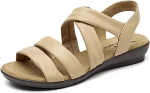 VJH confort Women’s Flat Sandals, Soft Straps Slip-on Open Toe Light Weight Elastic Slingback Comfort Casual Walking Sandals