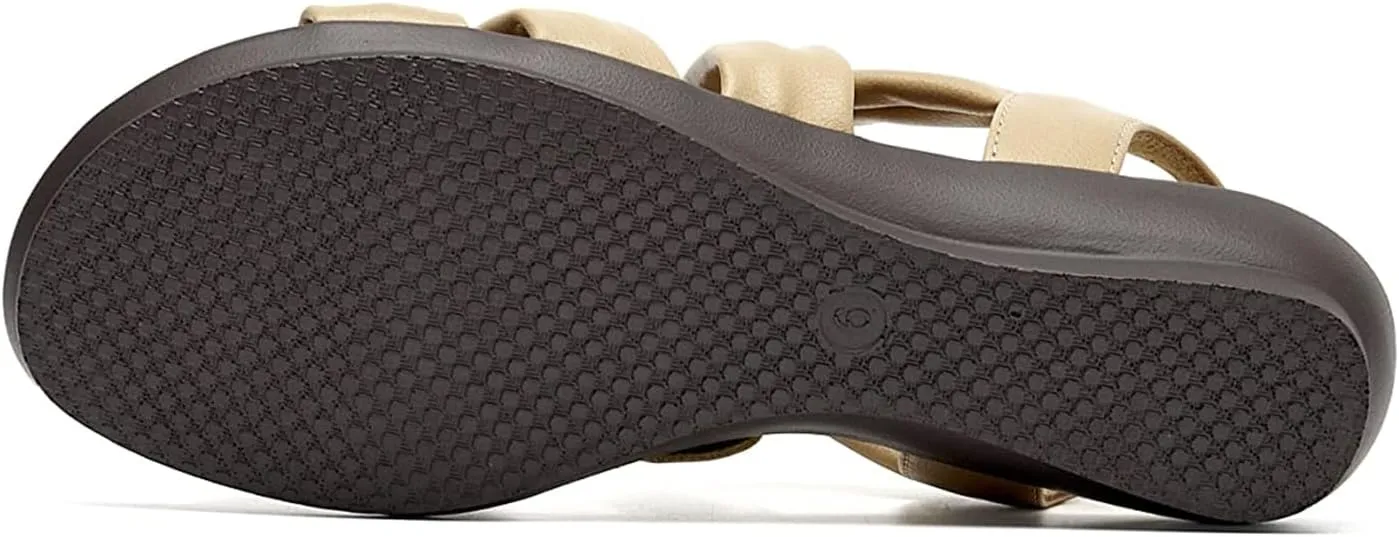VJH confort Women’s Flat Sandals, Soft Straps Slip-on Open Toe Light Weight Elastic Slingback Comfort Casual Walking Sandals
